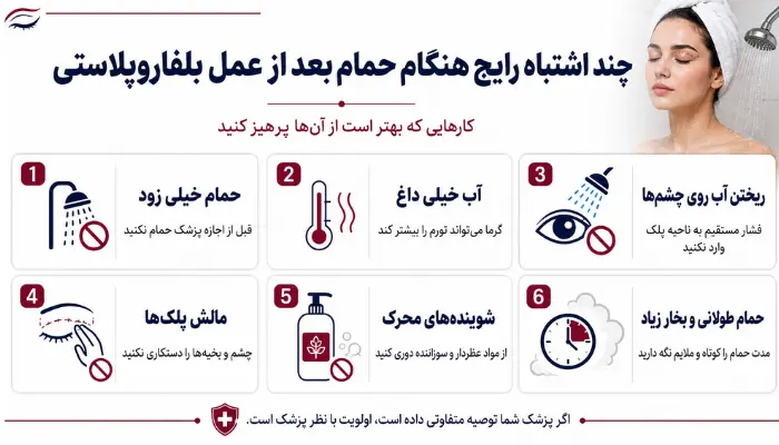 چند اشتباه رایج هنگام حمام بعد از عمل بلفاروپلاستی